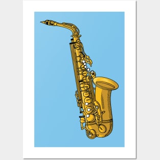 Vintage Saxophone Illustration Posters and Art